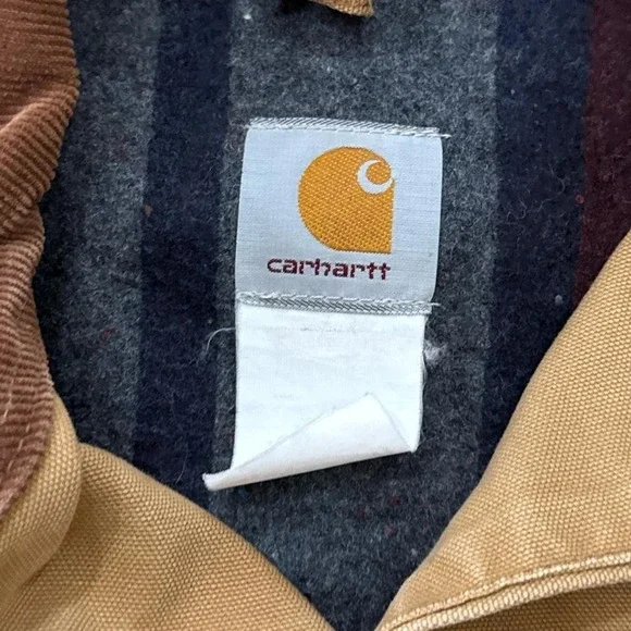 Vintage Carhartt Brown Canvas Work Chore Jacket Blanket Lined - Picture 3 of 7